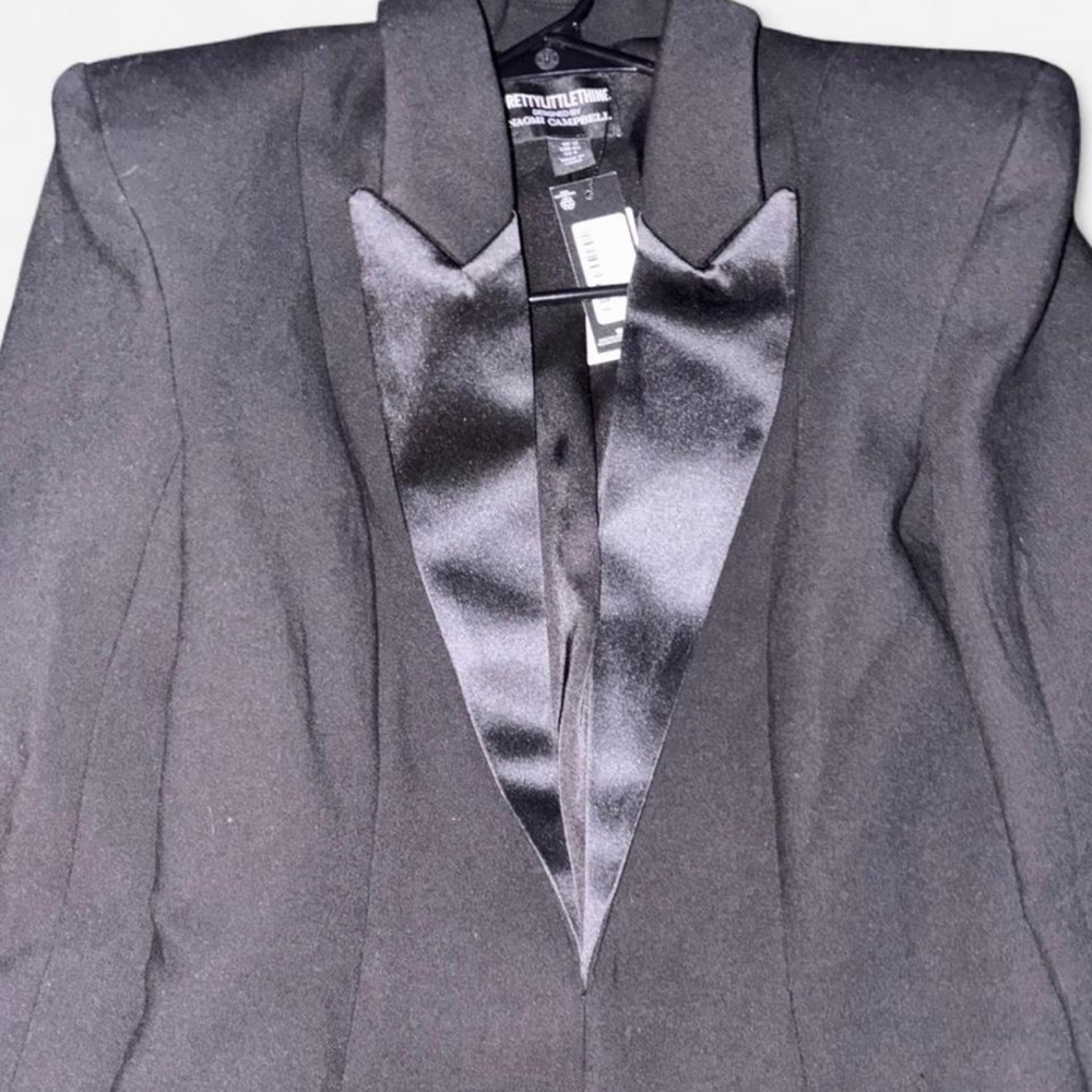 Zara Black Long Sleeve Dress with Satin Lapel